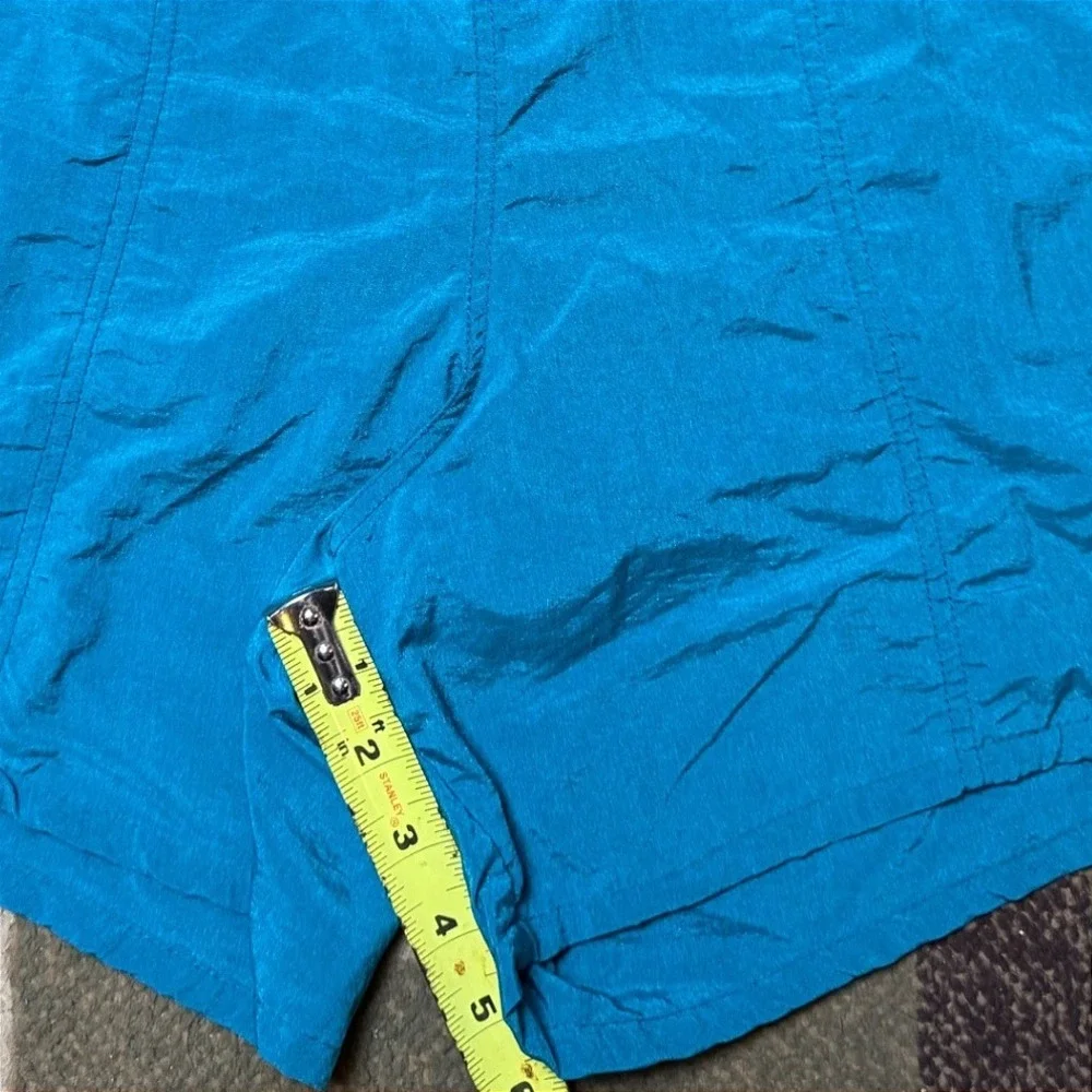 Vintage Speedo Mens‎ Teal Blue Crinkle Nylon Swim Trunks Mesh Lined Shorts Sz L